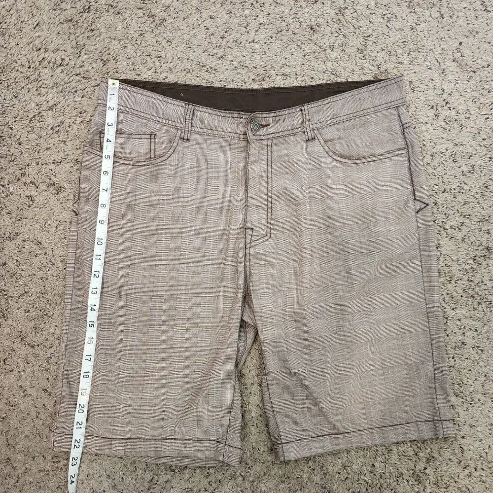 Prana Brown Plaid Lightweight Casual Chino Shorts Mens Outdoor Hiking 38 - Picture 10 of 12
